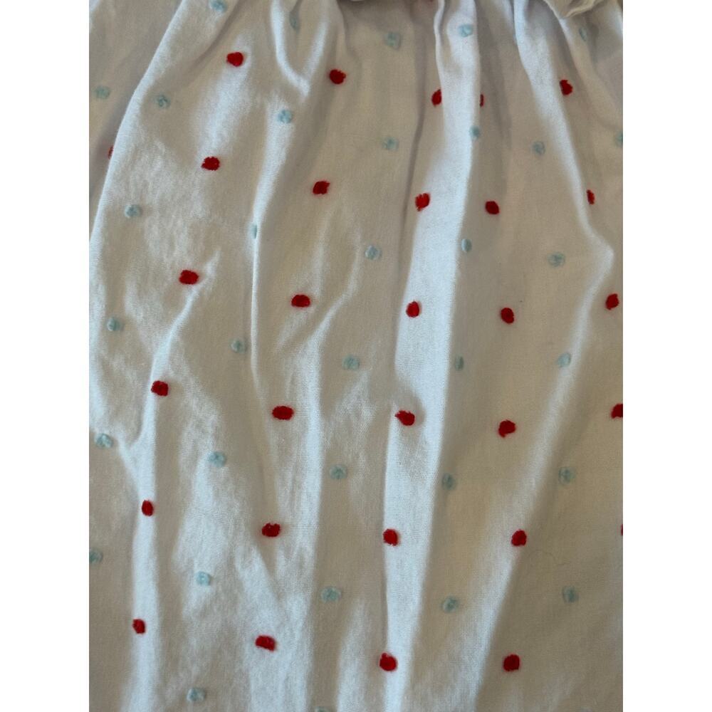 JANIE and JACK Red Blue Polka Dot 100% cotton Dress Girl Kids 3 Americana Summer - Picture 2 of 4